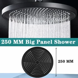 10 Inch Big Panel Large Flow Supercharge Rainfall Ceiling Mounted Shower Head Silver High Pressure 5 Modes Abs Bathroom Shower