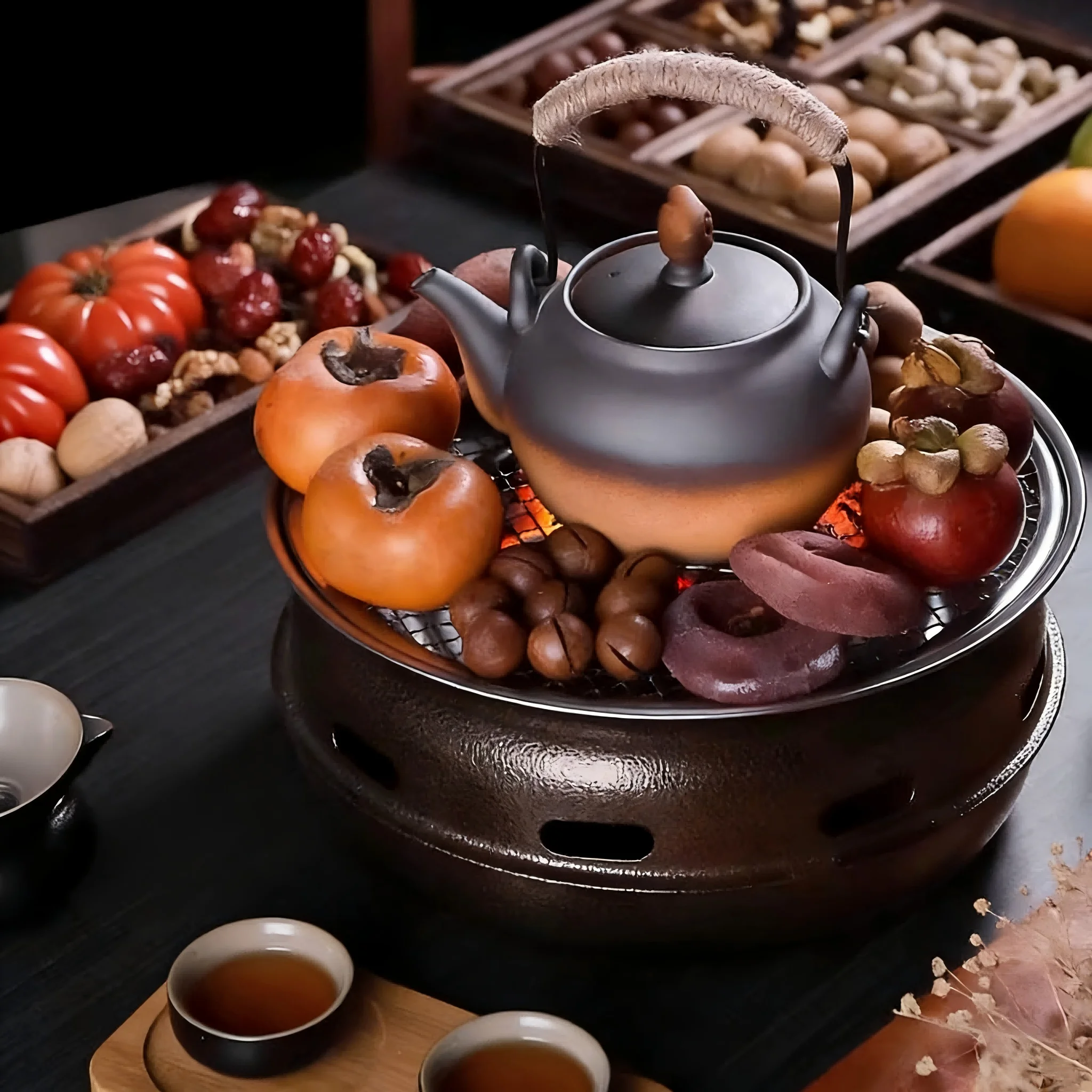 Quick-Start Korean Home Charcoal Grill: Smokeless, Non-Stick, Easy-Clean—Fits 5-8, Ideal for Fast, Cozy Family BBQ Feasts
