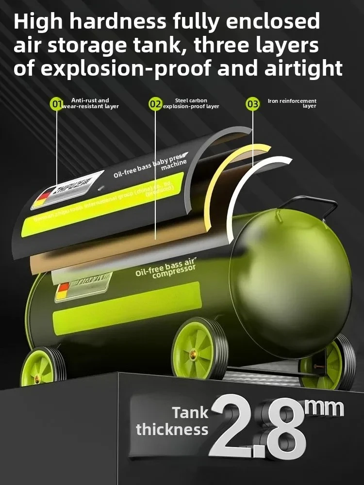 High Pressure Inflator Pump220V Industrial Grade Silent Oil-Free Air Compressor 220V Mini Portable