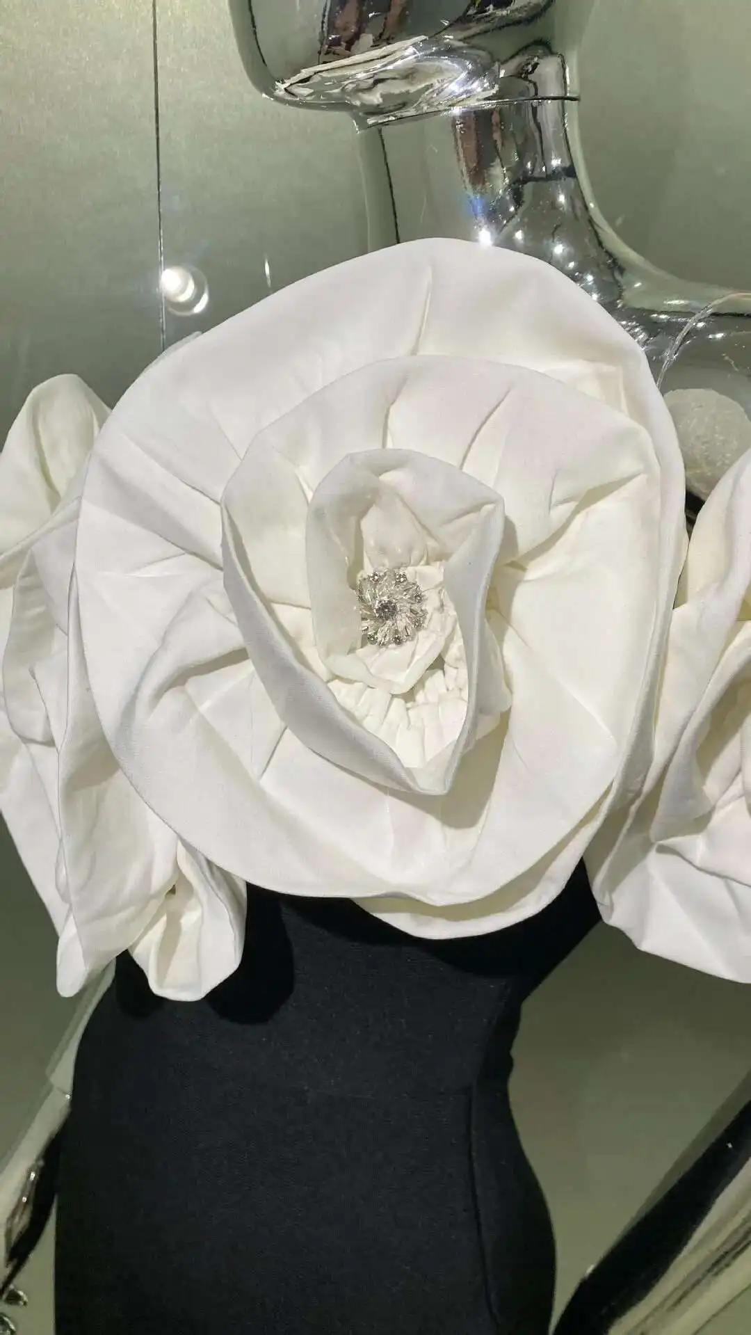 LEOSOXS Elegant Evening Club Party Dress Women Celebrity Sexy Off Shoulder Flower Diamonds Black Maxi Long Bodycon Bandage Dress