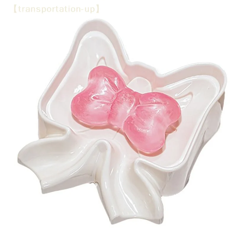 2025 1PC Plastic Bow Tie Shape Shower Soap Holder Drain Soap Dish Bathroom Accessories Supplies Water Guide Dish Storage Plate