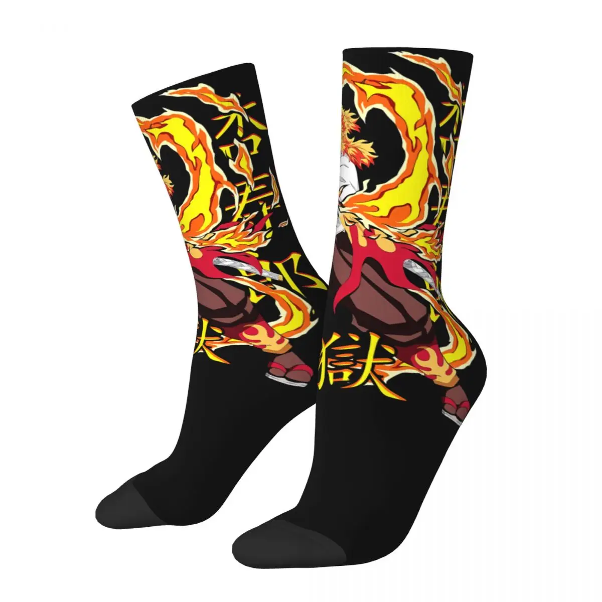 Anime Rengoku Kyoujurou DEMON SLAYER Men and Women printing Socks,lovely Applicable throughout the year Dressing Gift