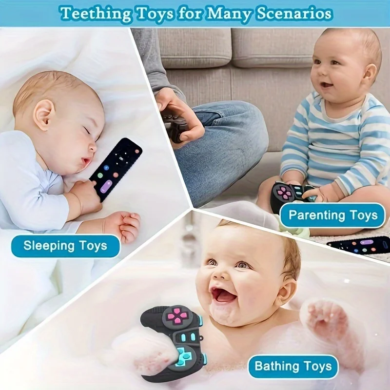 Baby Silicone Teething Toy Set - 0-3 Years Chewable Remote Control and Game Handle Teether, Sensory Development Educational Toy