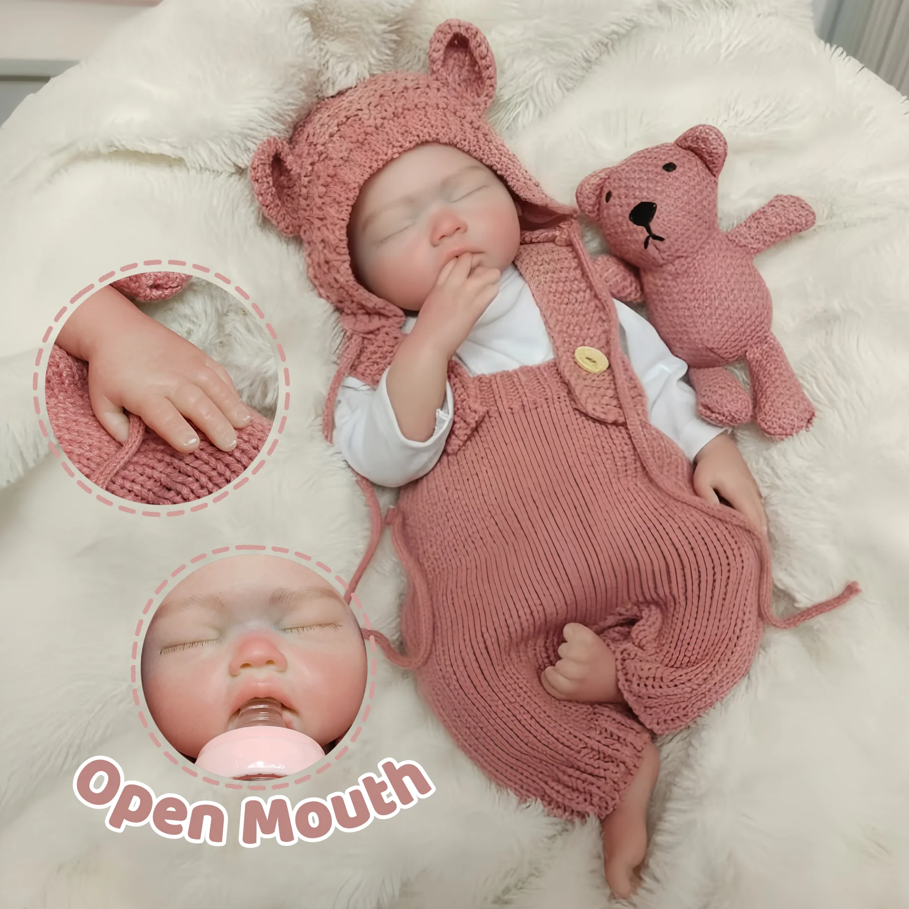 

18Inch/45cm Open Mouth&Washable Soft Silicone Bebe Reborn Girl&Boy Doll bebe reborn de silicona Lifelike Newborn Doll As Gifts