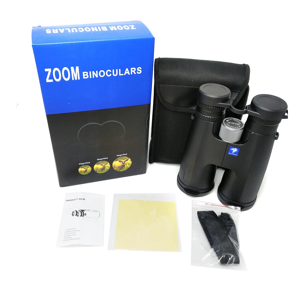 10-20x50 Zoom Binoculars Professional HD High Power Telescope 3-Level Adjustable Magnification BAK4 FMC for Hunting Camping