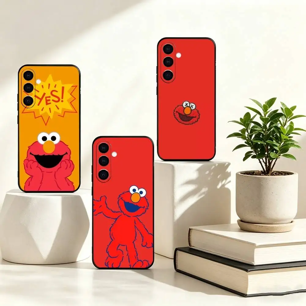 C-Cute Cartoon E-Elmo Phone Case For Samsung Galaxy A73,A72,A71,A70,A53,A52,A51,Others Soft Black Cover