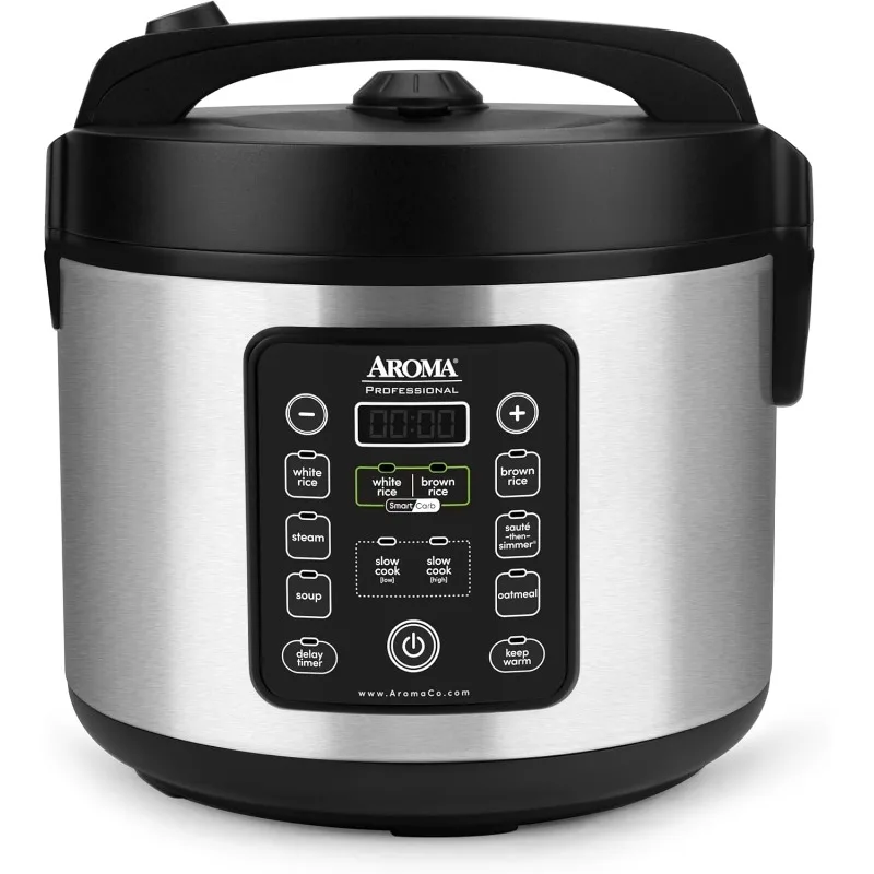 Touch Stainless Steel Rice Multicooker Food Steamer, Slow Cooker with Non-Stick Inner Pot and Steam Tray, 20-Cup(cooked)/ 5Qt