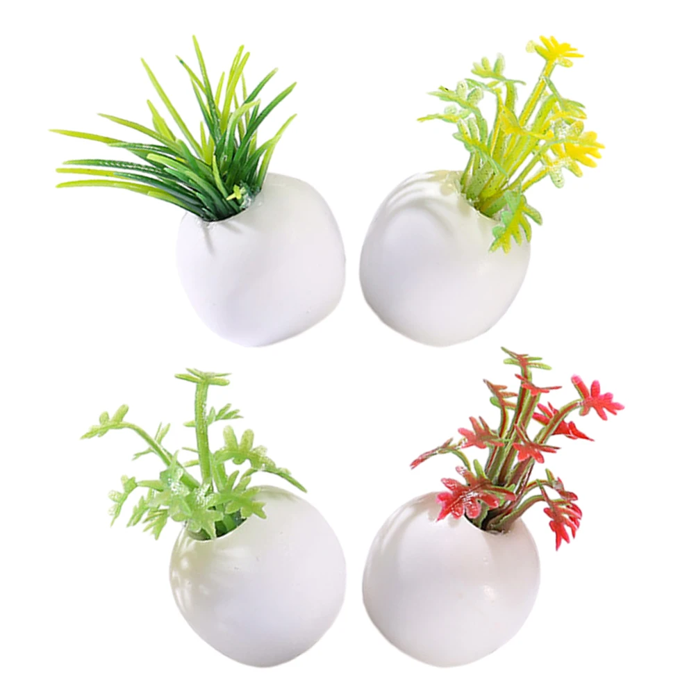 

4pcs Miniature Potted Succulents Artificial Plants House Bonsai Decor Micro Landscape Props Mini Garden Model