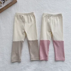 2024 Spring New Baby Cotton Leggings Infant Girl Patchwork Tights Toddler Stretch Pants Children Casual Versatile Trousers 0-3T