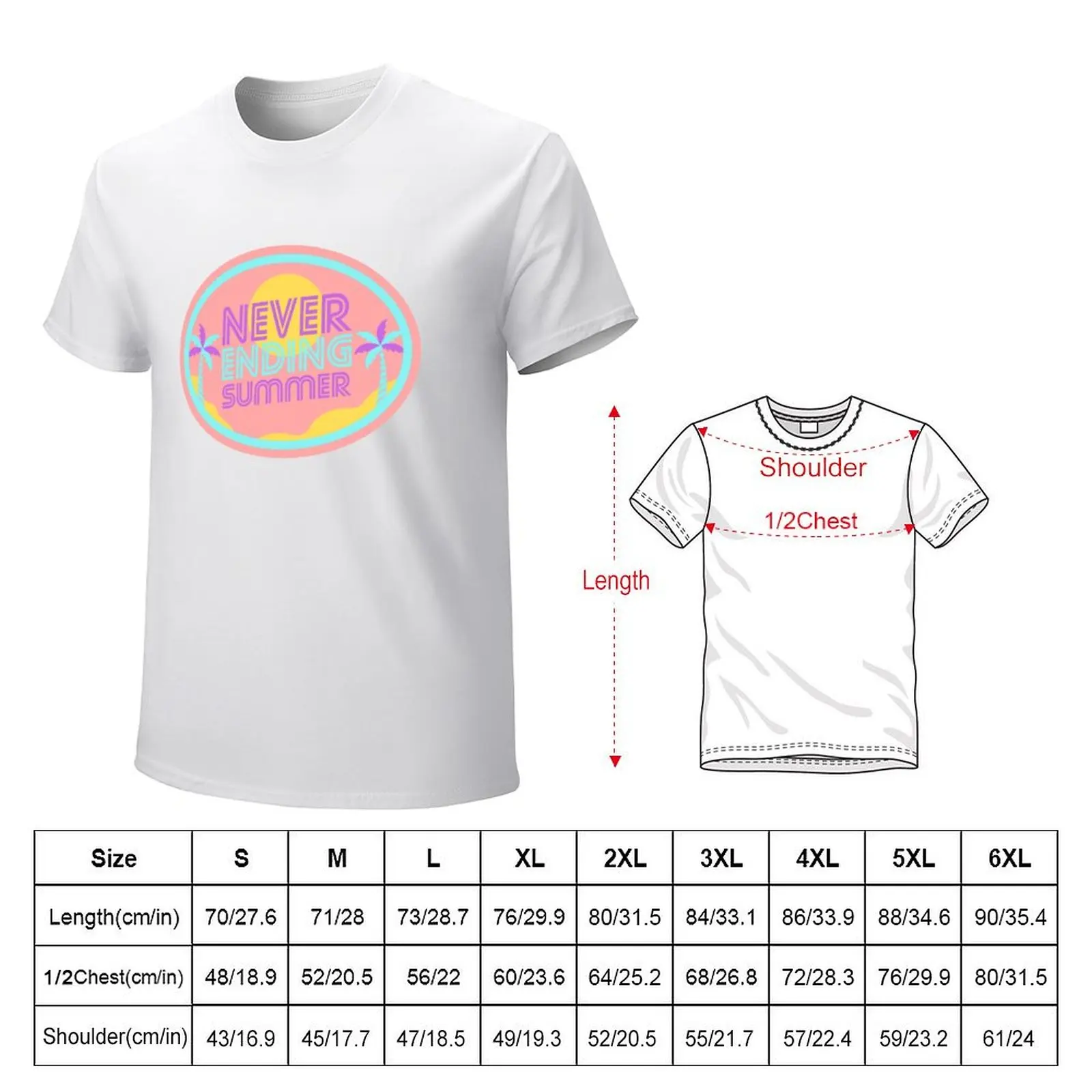 Never ending summer T-shirt Short sleeve tee cute clothes plain white t shirts men