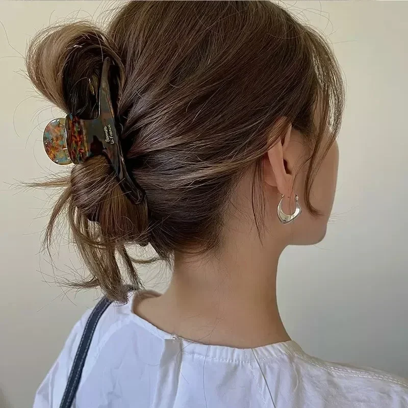 Pinza para el pelo de leopardo de acetato para mujer, pasadores elegantes, horquillas de cangrejo, Clips de estilismo, accesorios para el cabello para niña y mujer