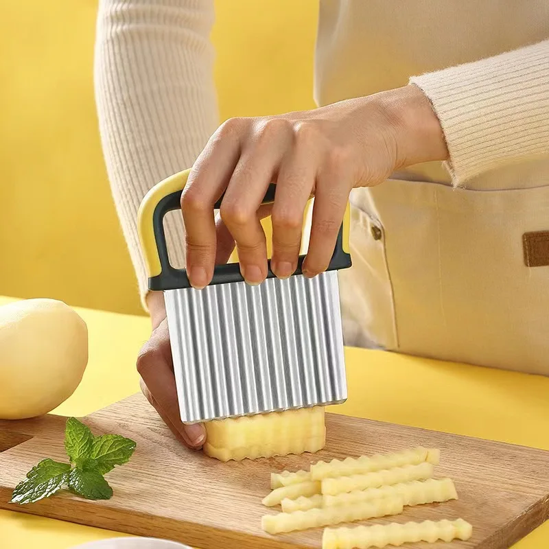 Rebanador de patatas fritas de último modelo, cortador de frutas y verduras, cuchillo ondulado corrugado, cortador de patatas fritas, accesorios de