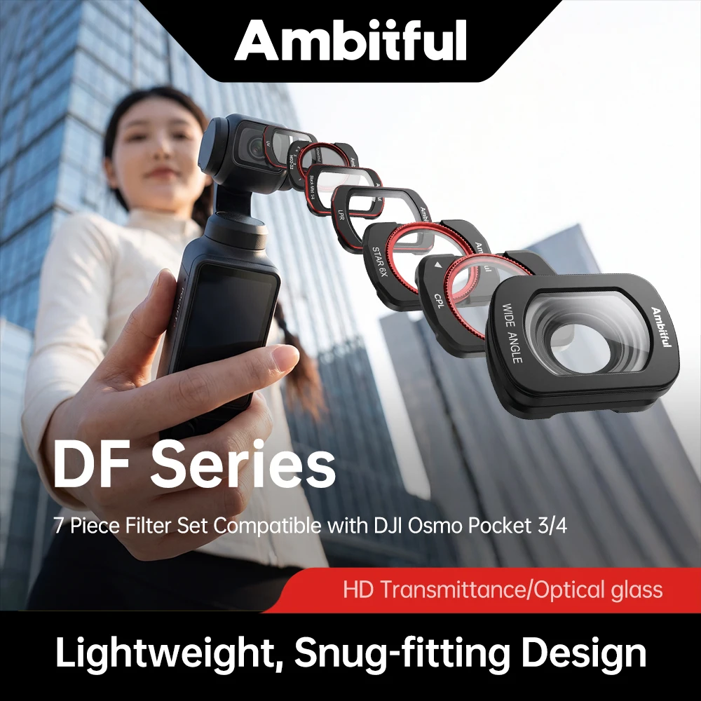 Ambitful DF Series 7 Piece Filter Set HD Transmittance Optical glass Snug-fitting Design Compatible with DJI Osmo Pocket 3/4