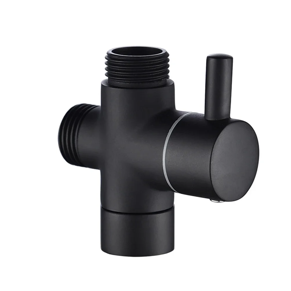 G12in 3 Way Brass Diverter Valve Black For Shower Head Converter Easy Installation Reliable Functionality Enhanced Durability