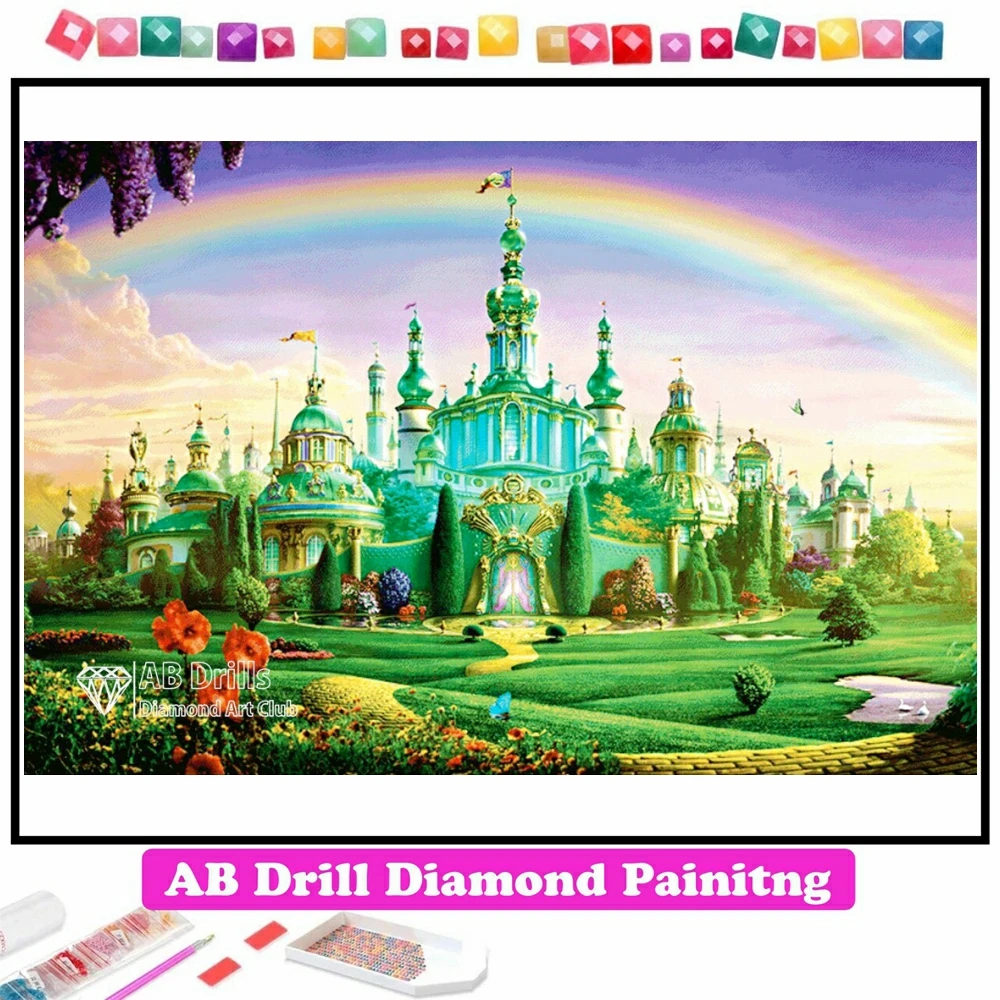 

Wizard of Oz Castle AB Diamond Painting Embroidery Mosaic Full Square Round Cross Stitch Craft Handmade Rhinestones Home Decor