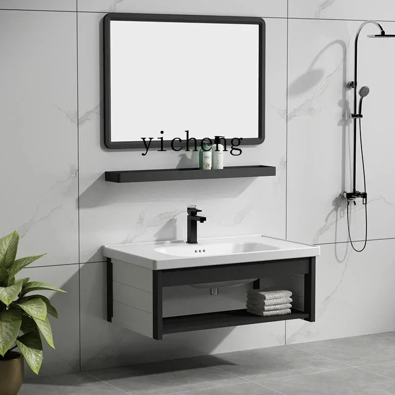 TP-28 Simple Wash Basin Cabinet Combination Alumimum Bathroom Wall-Mounted Ceramic Integrated