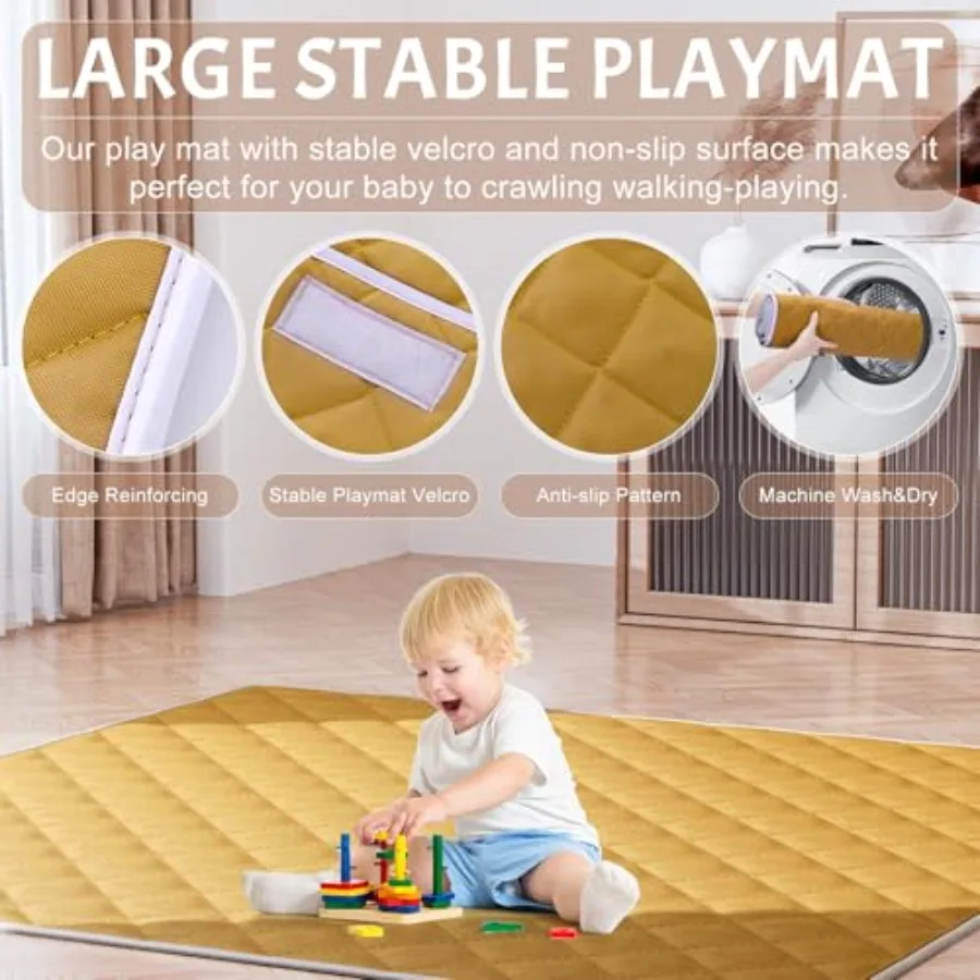 Baby Playpen with Mat 50x50inch: Large Playpen for Babies and Toddlers Indoor Safety Play Pen with Soft Breathable Mesh - All-W