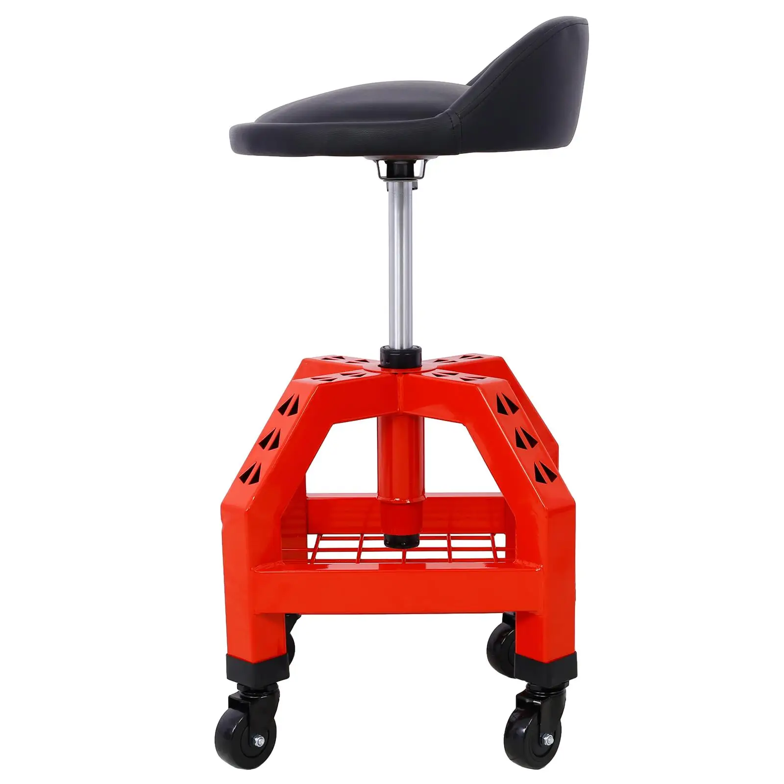 

Heavy-Duty 360° Swivel Pneumatic Rolling Stool - Mechanic's Seat with Casters - Red Shop Stool