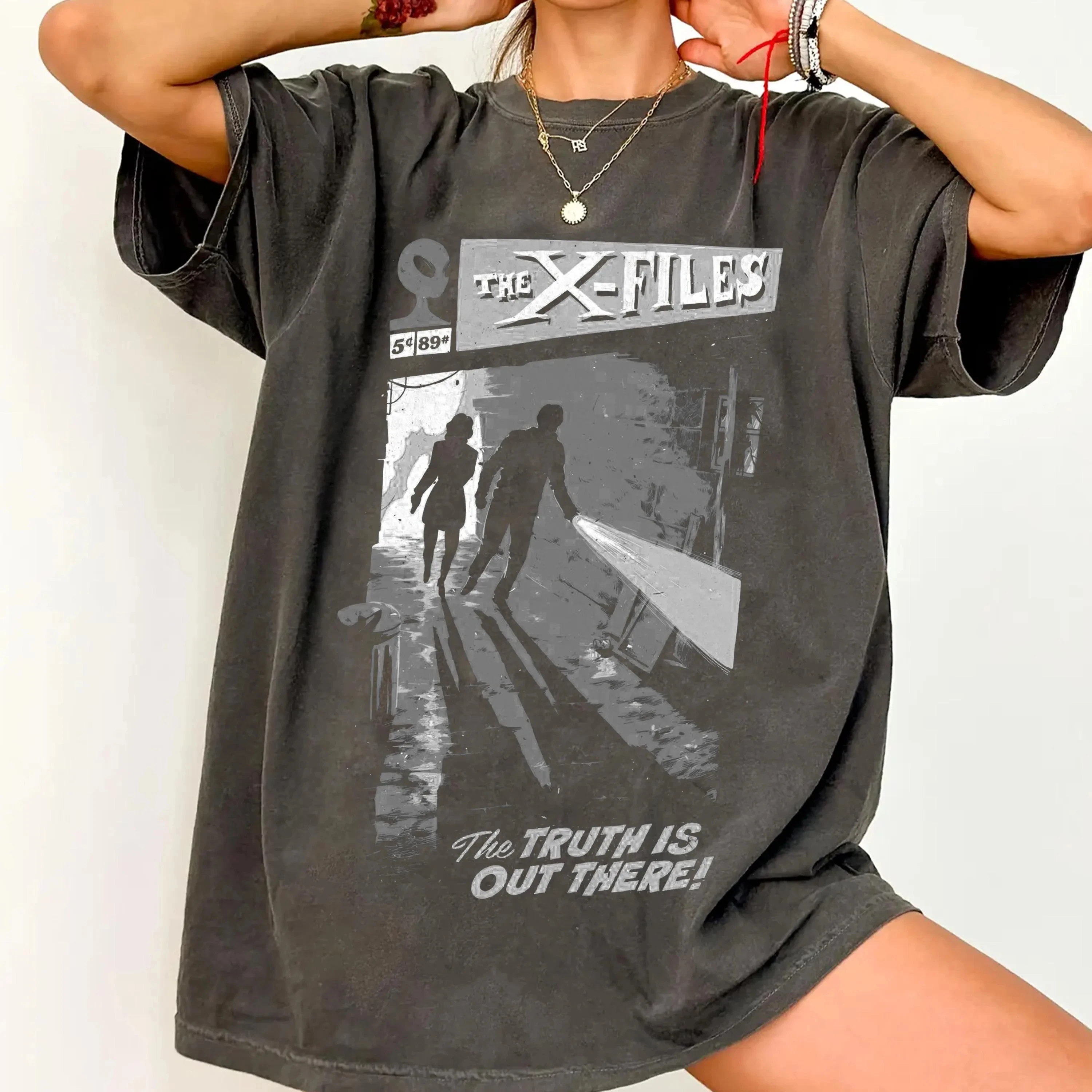 X-Files Printed T-shirt Men's and Women's Retro Top Spring/Summer Pure Cotton Short Sleeve Unisex T-shirt