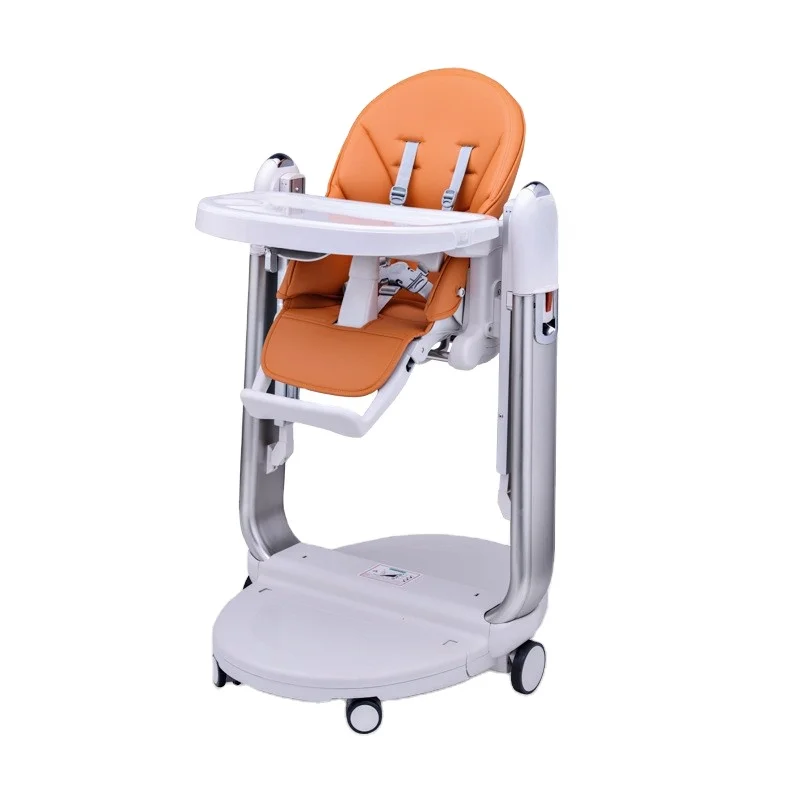 Wholesale Luxury Baby High Chair 4 in 1 Foldable Baby Feeding Chair with Wheels