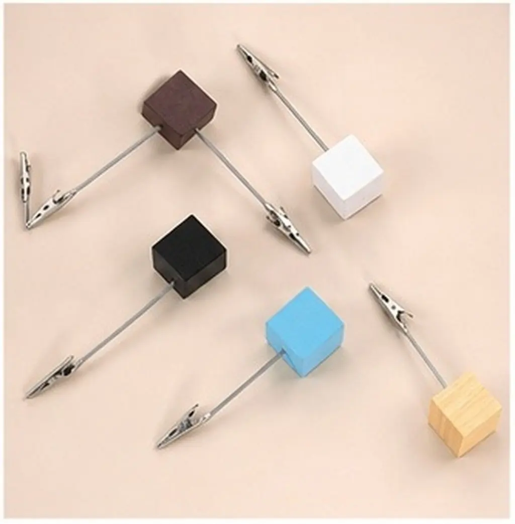 5Pcs Versatile Photo Holder Table Number Stand Memo Clip Wooden Metal Construction for Office Desk Wedding Place Card Display