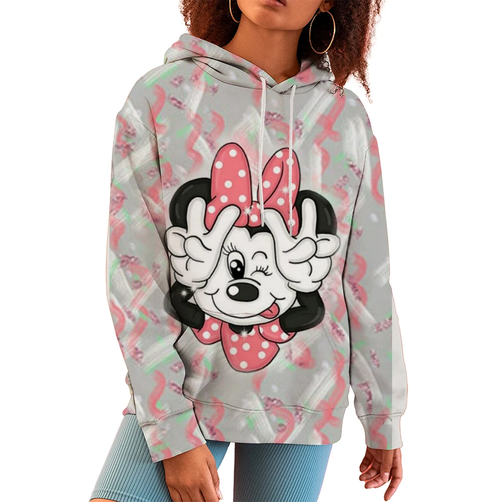 2024 Disney Mickey Mouse Women\'s Hoodie Fashion 3D Printed Sweatshirt Children\'s Long Sleeve Cartoon Animation Hoodie