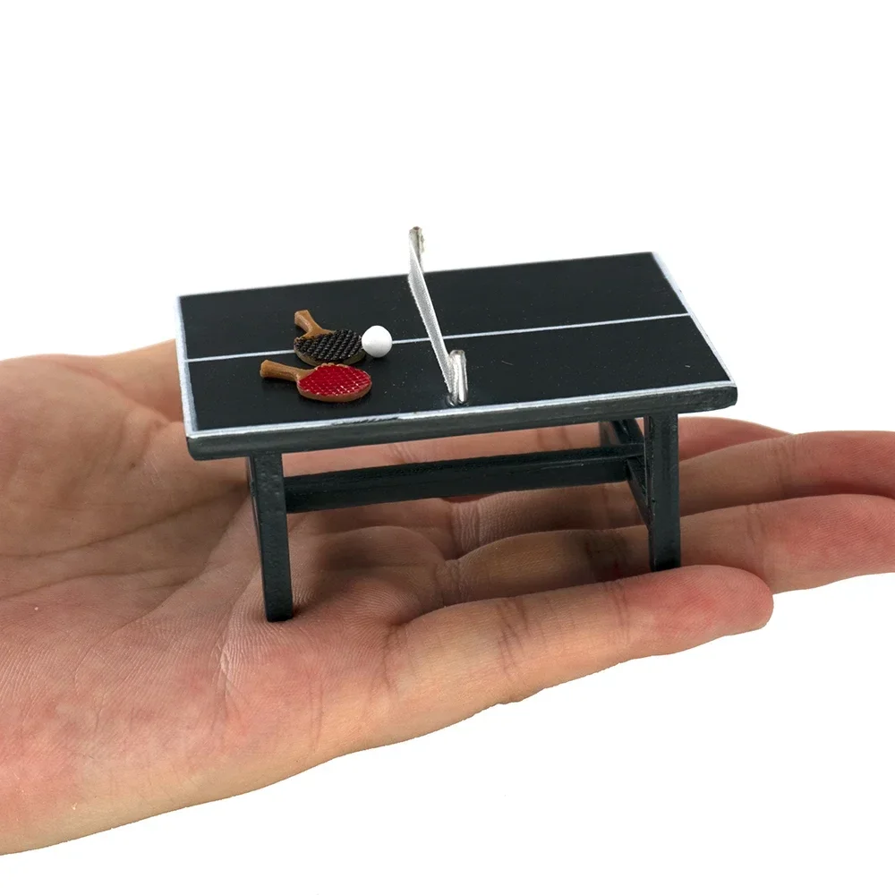 1Set 1/12 Doll House Miniature Table-tennis Table Simulation Racket Model Toy for Mini Decoration Dollhouse Accessories