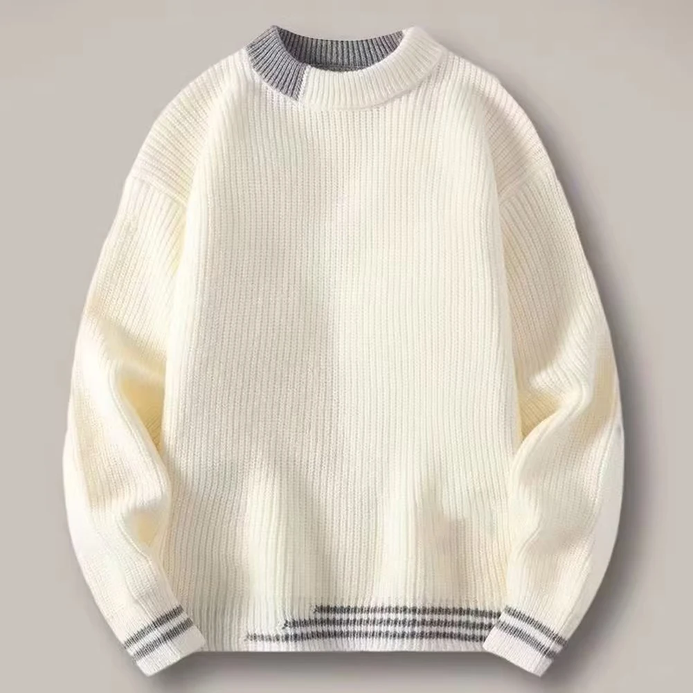 

Men Cotton Hoodie Round Neck Loose Fit Color Block Shoulder For Versatile Streetwear