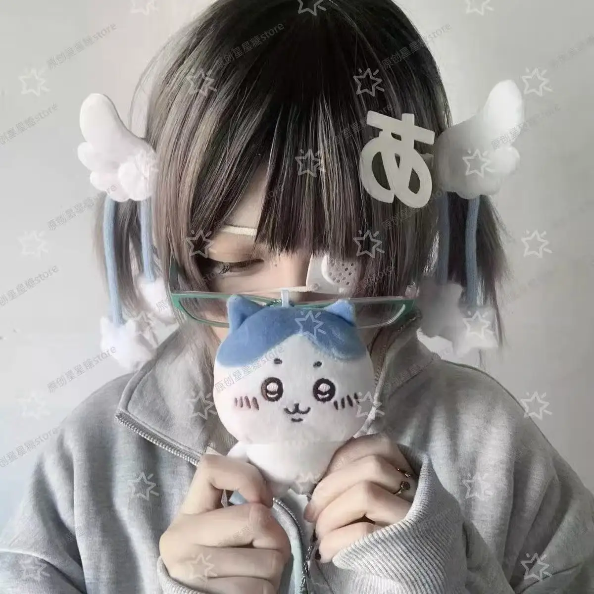 Japanese Harajuku Angel Wing Star Hair Clips, Cute Black Plush Hair Accessories for Y2K Soft Girls, Kawaii Lolita Hair Pins - view 6