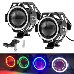 Motorcycle modification with super bright LED lights,external explosive flash front headlights,angel eye demon eye U7 spotlights