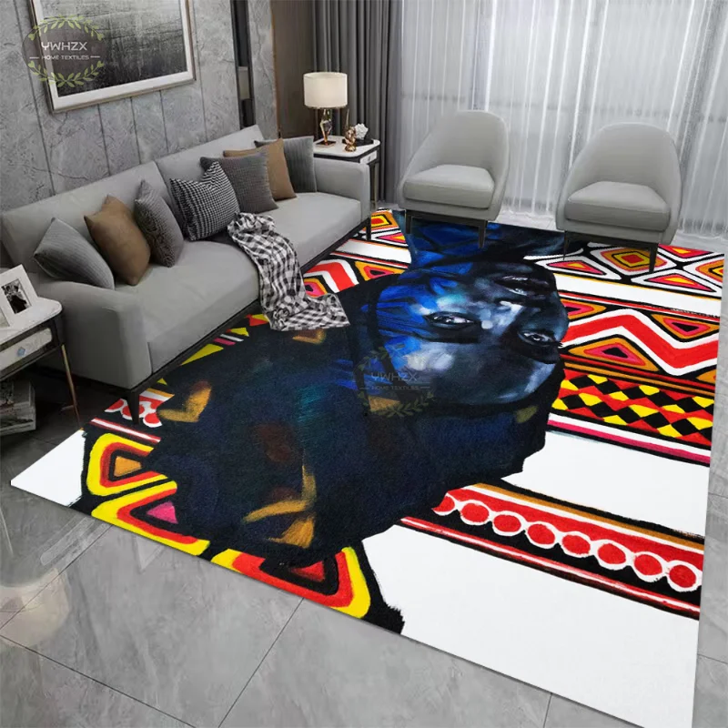 Africa Woman Printed Large Carpets Black Girl Golden Makeup Design Door Mat for Living Room Bedroom Area Rugs Home Decoration