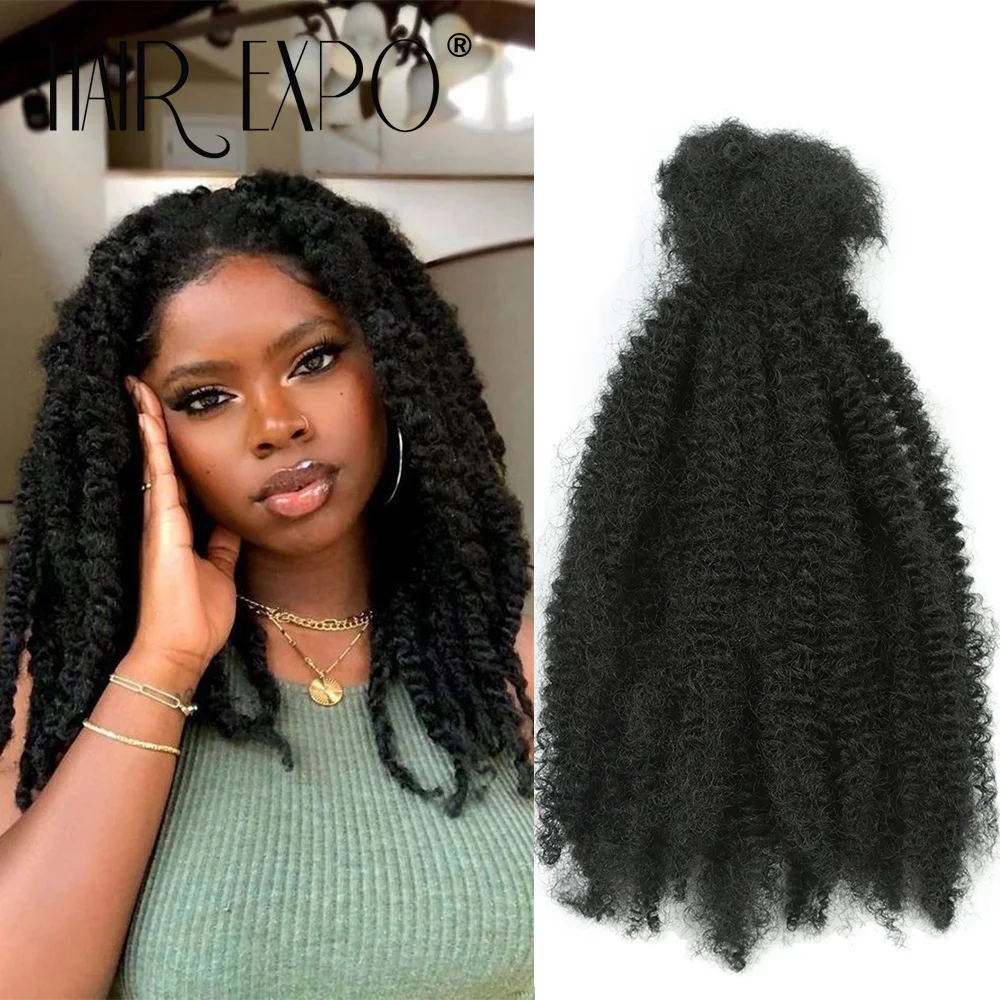 

12Inch Afro Kinky Curly Bulk Synthetic Spring Afro Twist Crochet Hair Ombre Protein Fiber Marley Twist Braiding Hair Extensions