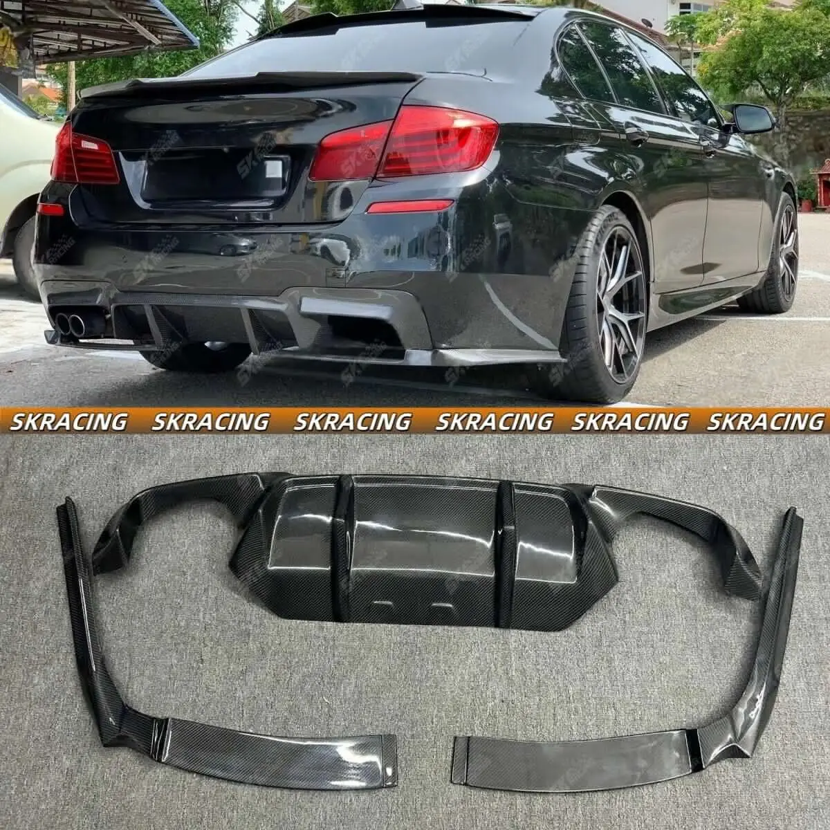 

Real Carbon Fiber Rear Bumper Lip Diffuser Splitter Fit For BMW M5 F10 2012-2016