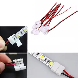 PCB Cable 2 Pin LED Strip Connectors 3528/5050 8mm / 10mm Width PCB Ribbon Single Color Adapter Wholesale 10Pcs/lot