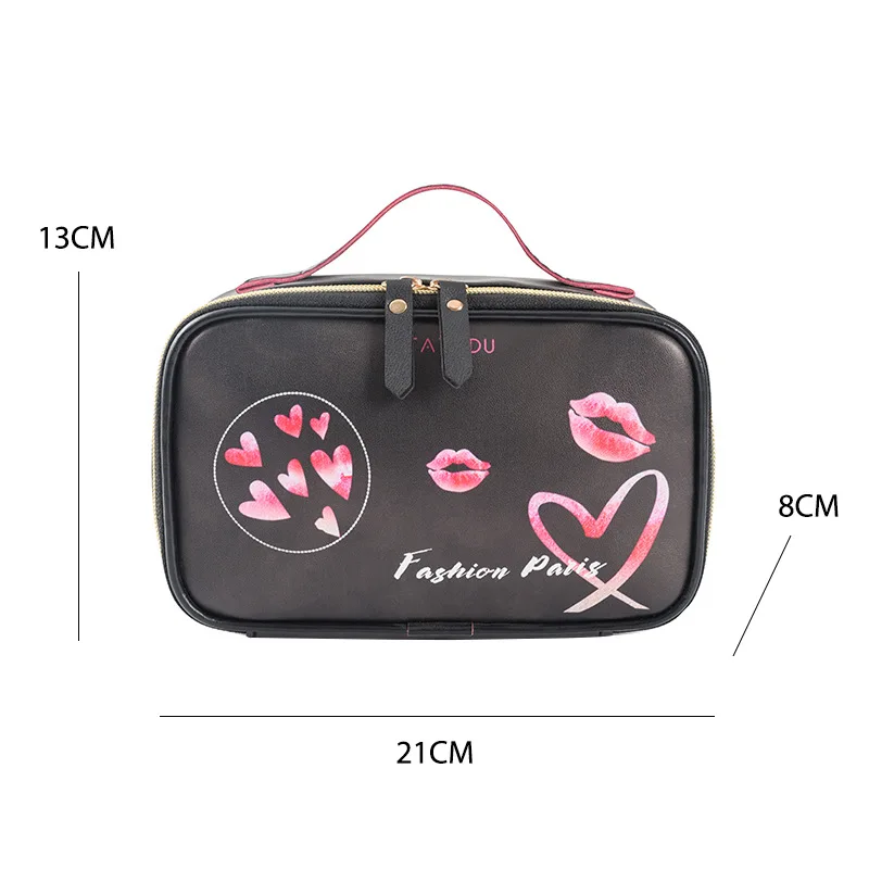 Borsa cosmetica da donna borsa per il trucco in pelle portatile borsa per il bagno impermeabile borsa per il bagno di grande capacità borse per