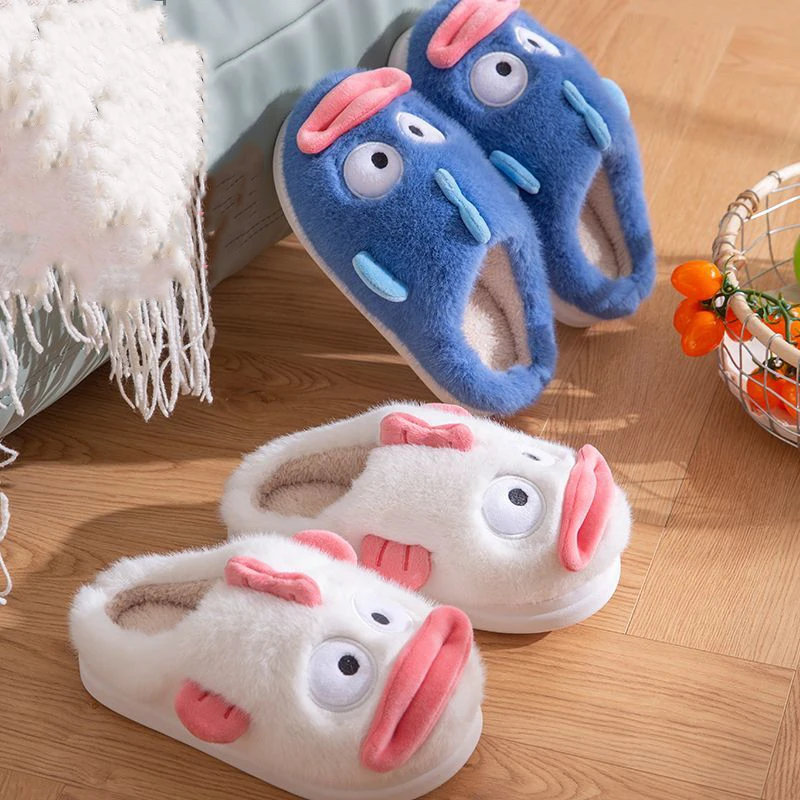 

Anime Hangyodon Plush Slippers Home Shoes Cartoon Warm Soft Non Slip Indoor Floor Slippers Kawaii Bedroom Flat Heels Gift