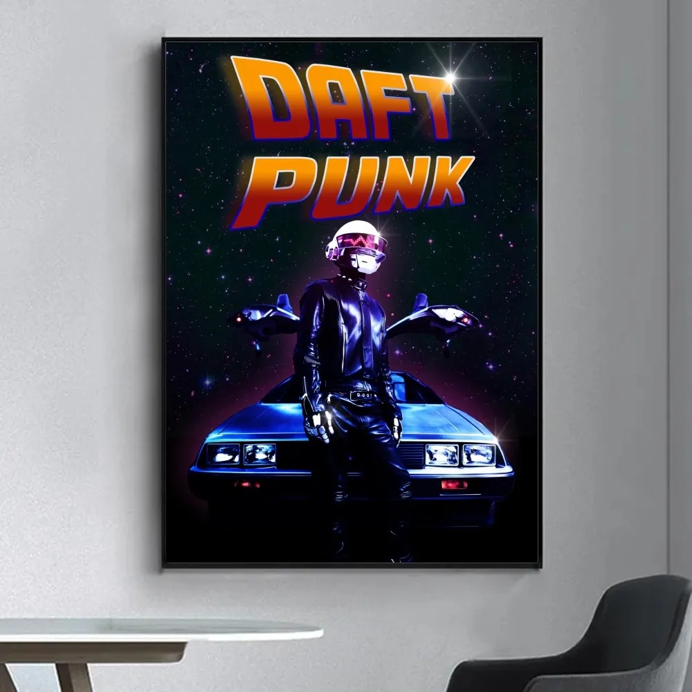 Daft Punk Rock Band Poster Fancy Poster Wall Sticker for Living Room Bar Vintage Decorative Painting Middle