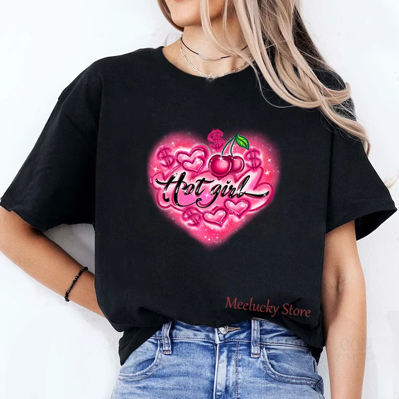 hot girl Women Lady Print Clothing Fashion T-Shirt Cartoon Tshirts Summer Tee Casual Graphic T Top