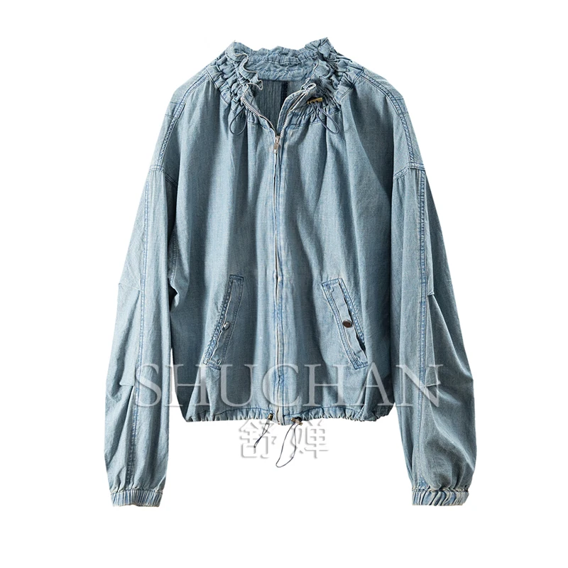 

Washed in Early Autumn and Made Old Pure Cotton Short Jacket Denim Jacket Women 27E7 Casacos Femininos Inverno