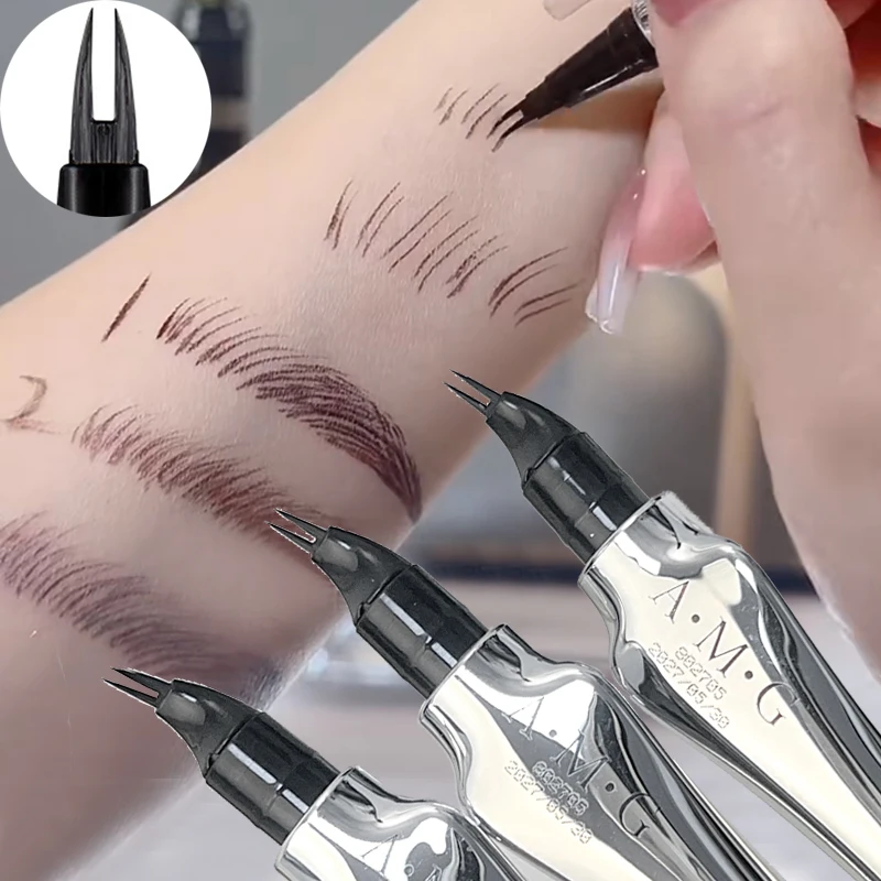 Ultra-fine 2 Points Eyebrow Pencil Lasting Easy To Grips Eyebrow Tattoo Waterproof Liquid Lying Silkworm Brow Pen Korean Makeup