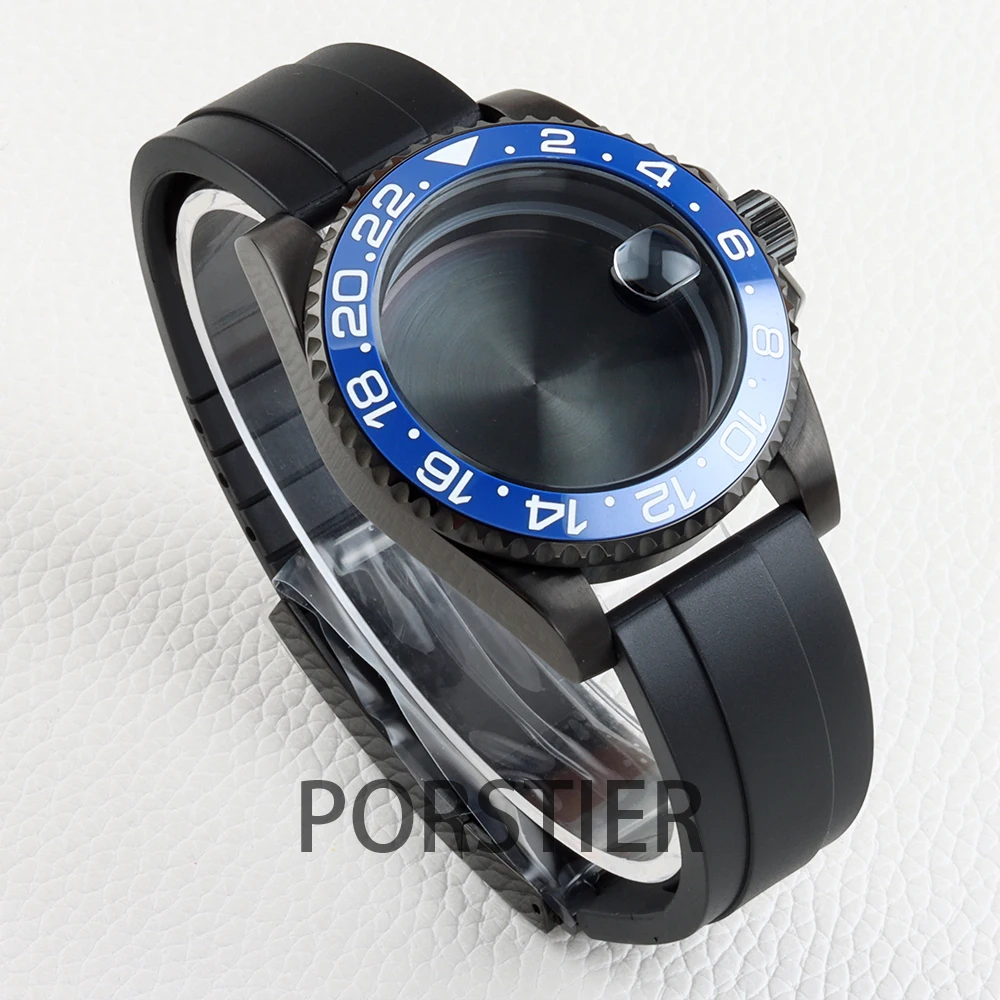 أسود 40 مللي متر NH35 ساعة حافظة الياقوت الزجاج المطاط سوار ل SUB GMT يخت ماستر NH34 NH35 NH36 NH38 حركة 28.5 مللي متر الطلب #5