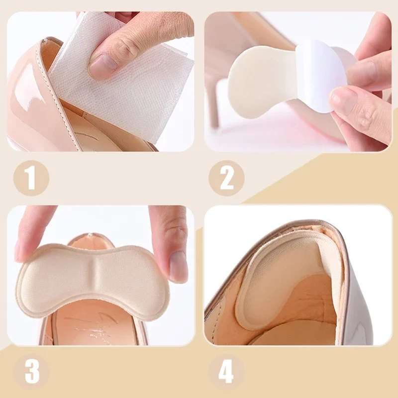 4 Pairs Heel Insoles Pads Patch Pain Relief Anti-wear Cushion Feet Care Heel Protector Adhesive Back Sticker Shoes Insert Insole