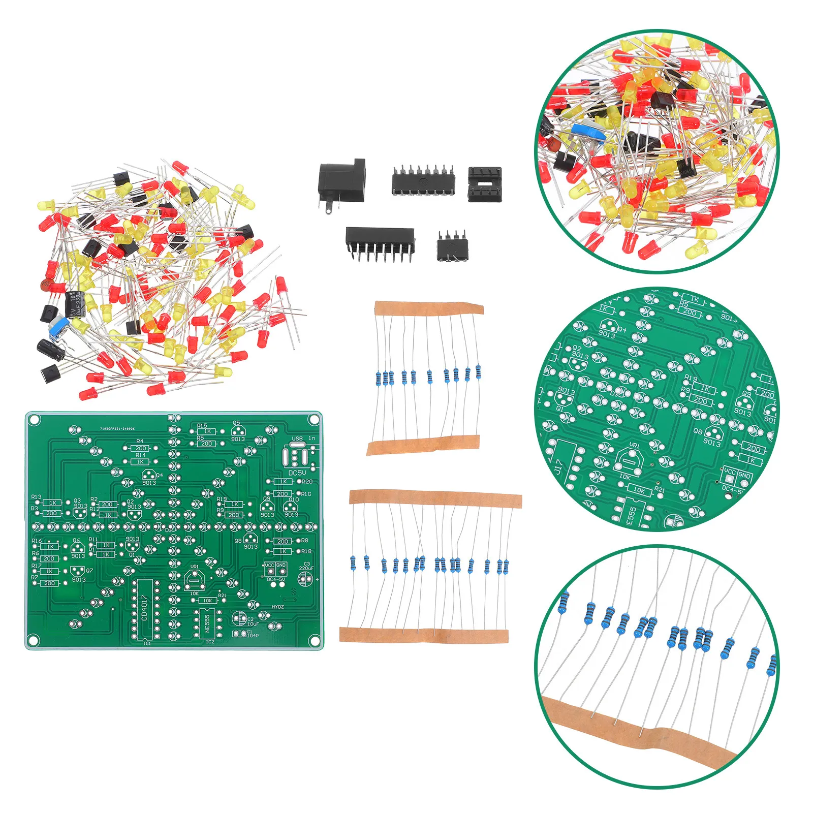 

DIY LED Explosion Light Kit Adjustable Speed Flow Water Flowing LED Circuit Soldering Practice Board Electronic Teaching Kit