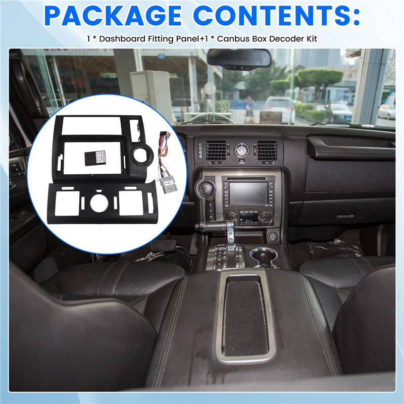 Zestaw ABHX - Adapter Ramy Deski Rozdzielczej do HUMMER, Dekoder Canbus, Radio Android, Panel Montażowy Deski Rozdzielczej, Zestaw Przewodów