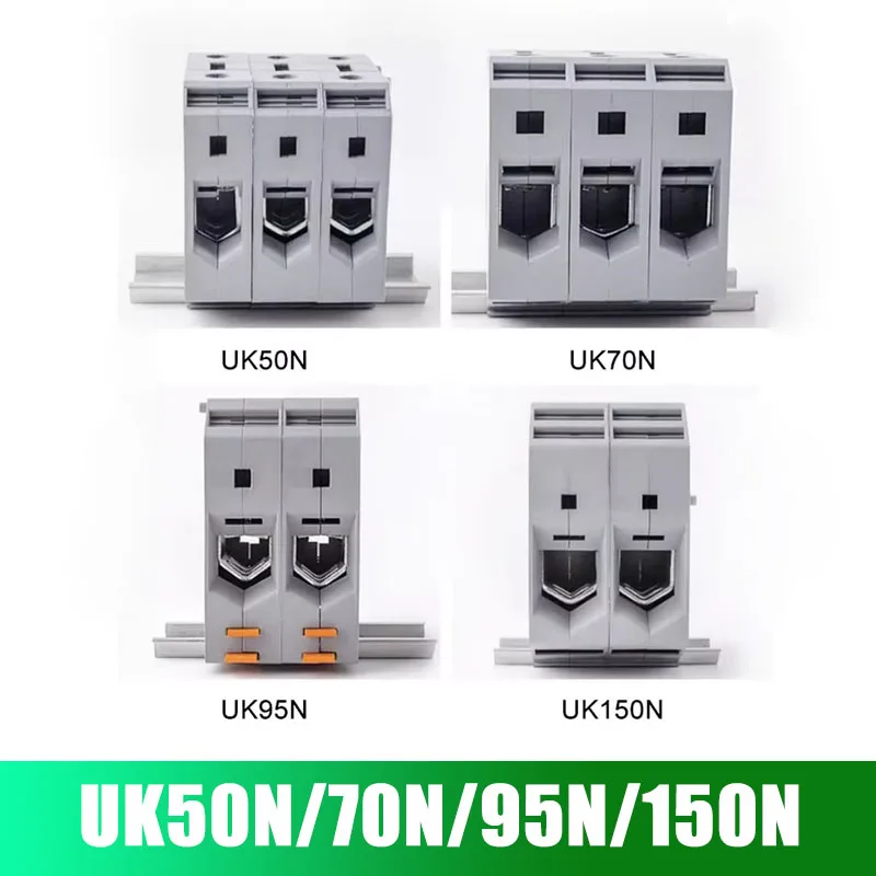 UK50N UK70N Rail Type Aansluitkabel Terminal Connector 1000V 150A 192A 232A 309A UK95N 150N Messing Draad Klemmenblok