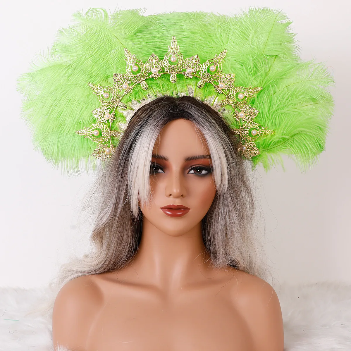 Solid Color Feather Headband Decorative Headwear Suitable For Halloween Masquerade Parties, Carnival Parades, And Costume