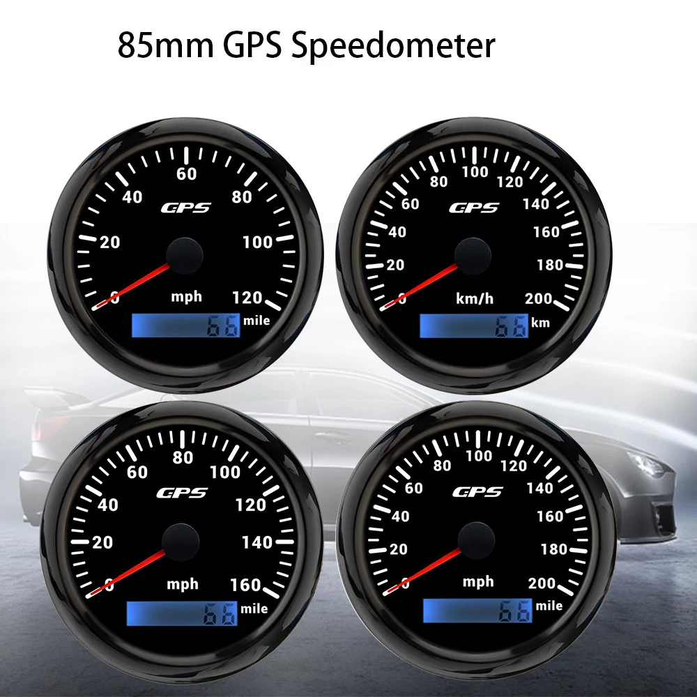 

Спидометр GPS RHAXEL 85 мм (3 3/8 дюйма) с подсветкой 8 цветов, 12В/24В, для гоночных автомобилей и судов, до 160 миль/ч, с функцией подсчета общего пробега