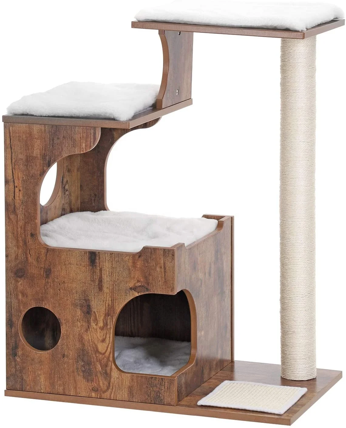 Cat Tree Manufacture Cat Tower With 3 Beds Sisal Post And Washable Faux Fur