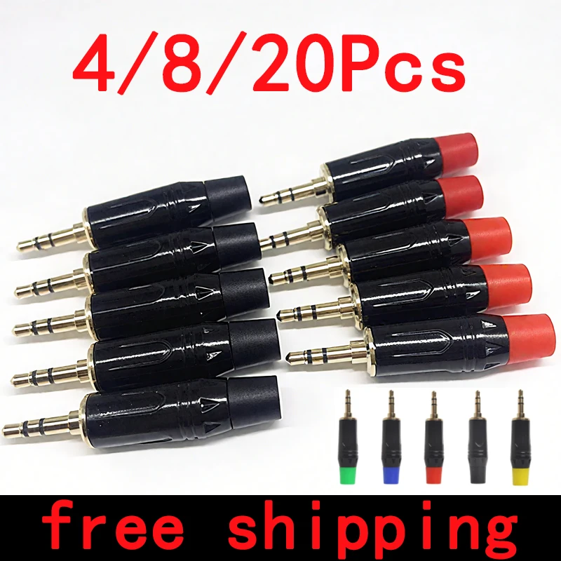 4/8/20PCS Gold Plated Jack 3.5mm Audio Plug Connectors 3 Pole Stereo Male  For Soldering