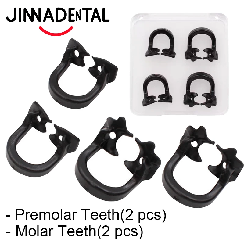 

New Black Molar/Premolar Dental Rubber Dam Clamps 4pcs/box dentistry Dam Rubber Barrier Clip Resin Materials Dentist Lab Tools